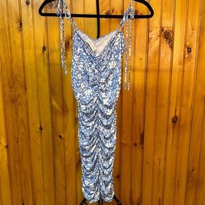 Endless Blu Floral Dress with Ruched Detail